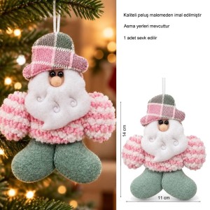 Yılbaşı Pembe Mavi Beyaz Renklerde 14 cm Peluş Noel Baba Çam Ağacı Asma Süs 1 Adet