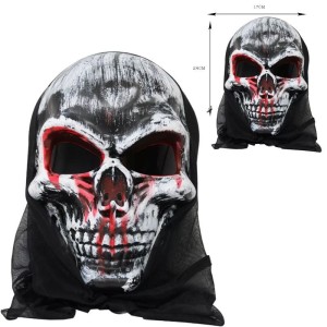 Kapüşonlu Eskitme İskelet Skull Halloween Maskesi 1 Adet